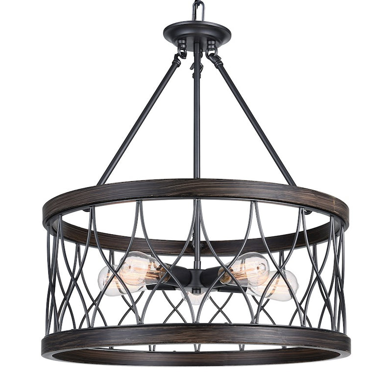 CWI Lighting Amazon 5 Light Drum Shade Chandelier A, Gun Metal