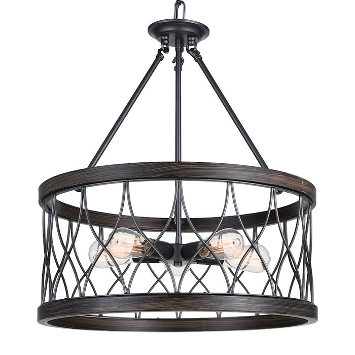 CWI Lighting Amazon 5 Light Drum Shade Chandelier A, Gun Metal