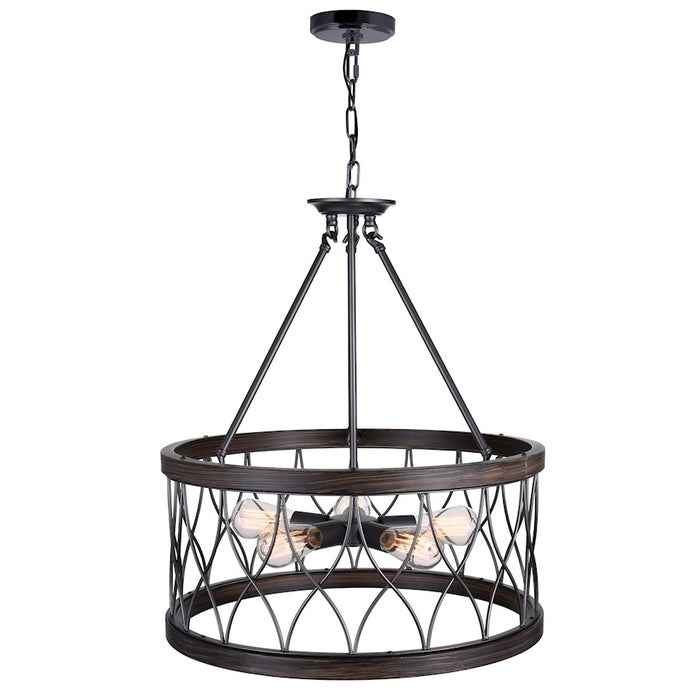 CWI Lighting Amazon 5 Light Drum Shade Chandelier A, Gun Metal