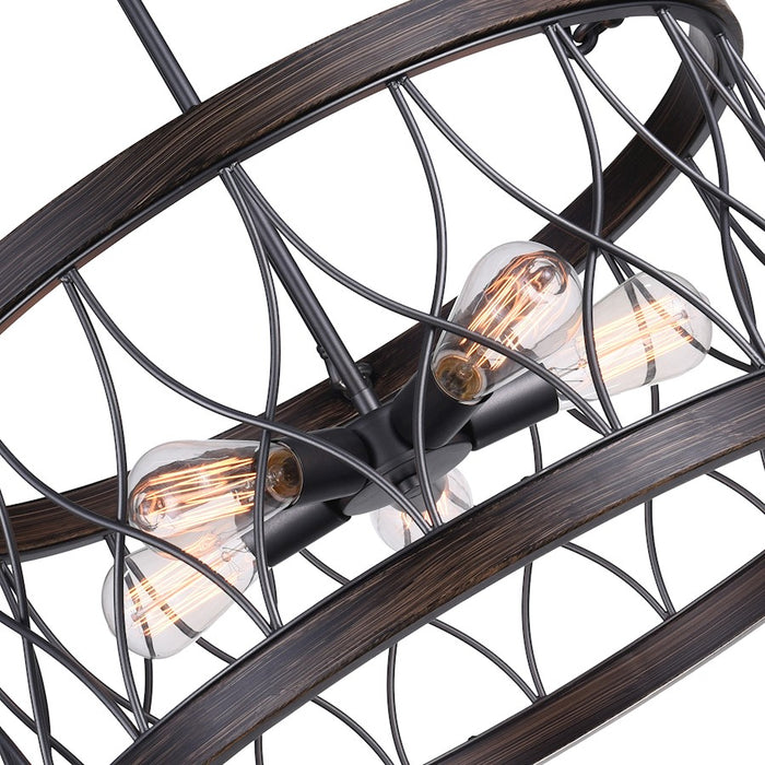 CWI Lighting Amazon 5 Light Drum Shade Chandelier A, Gun Metal