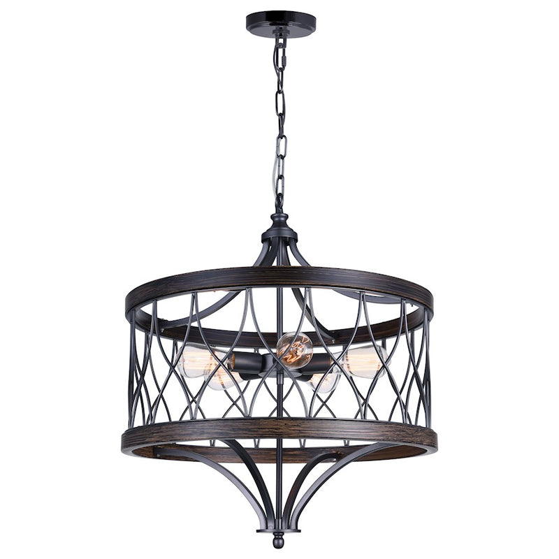 CWI Lighting Amazon 5 Light Drum Shade Chandelier B, Gun Metal