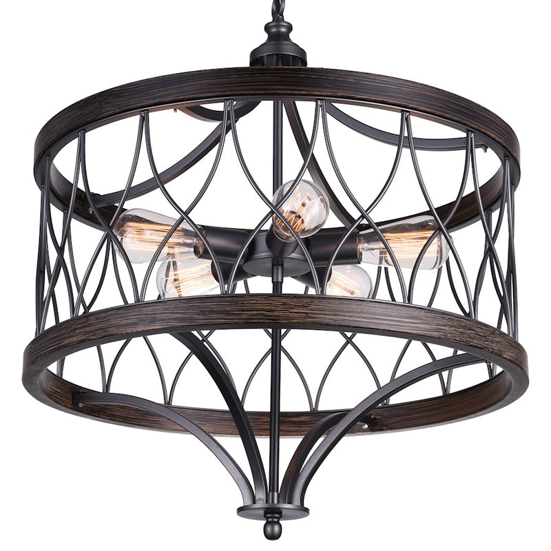 CWI Lighting Amazon 5 Light Drum Shade Chandelier B, Gun Metal