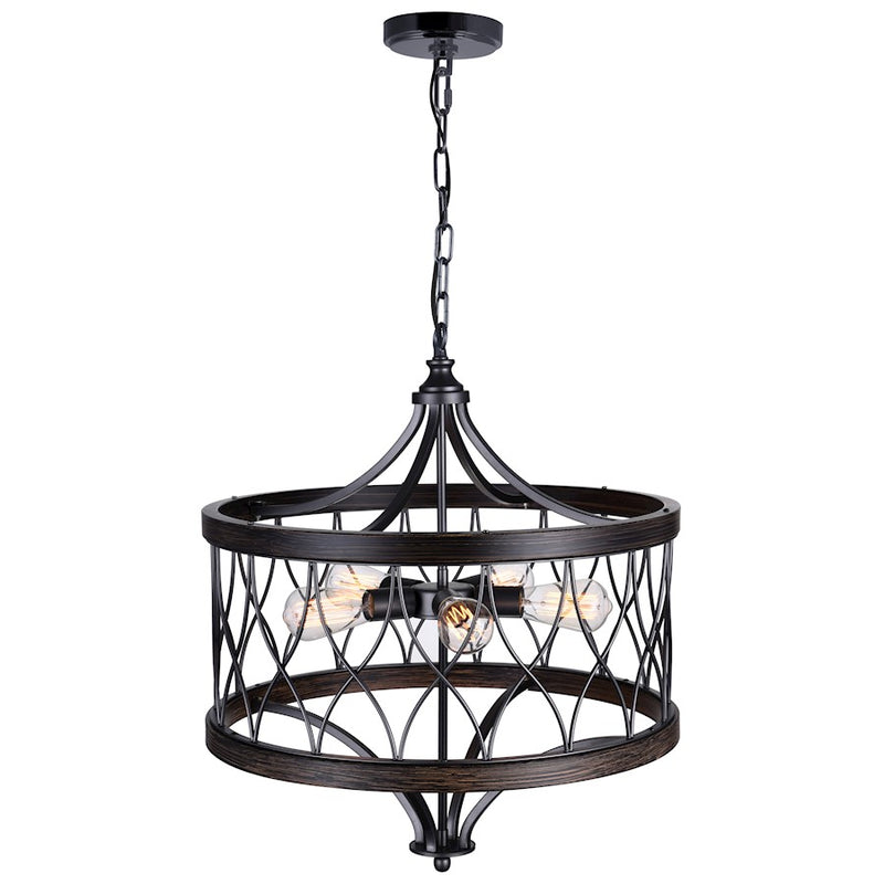 CWI Lighting Amazon 5 Light Drum Shade Chandelier B, Gun Metal