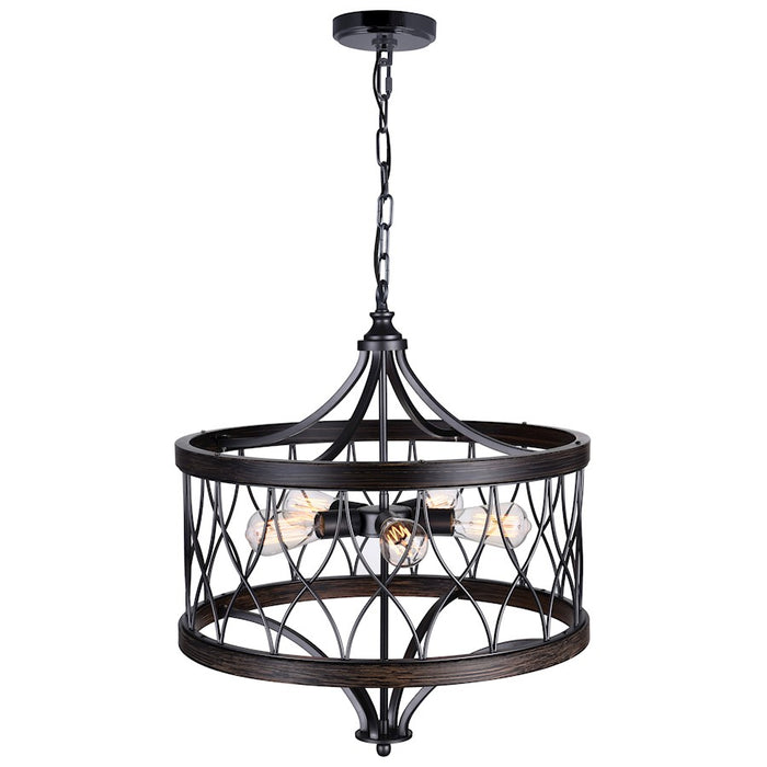 CWI Lighting Amazon 5 Light Drum Shade Chandelier B, Gun Metal