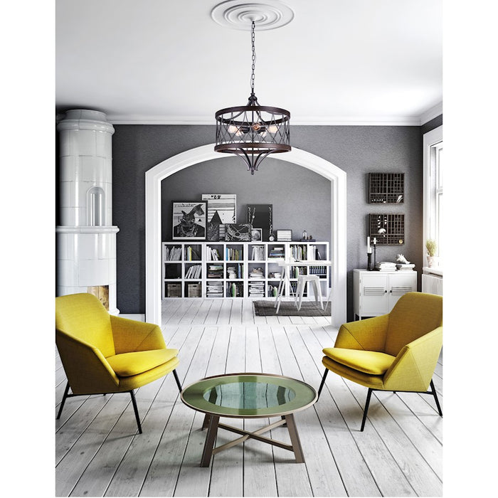 CWI Lighting Amazon 5 Light Drum Shade Chandelier B, Gun Metal