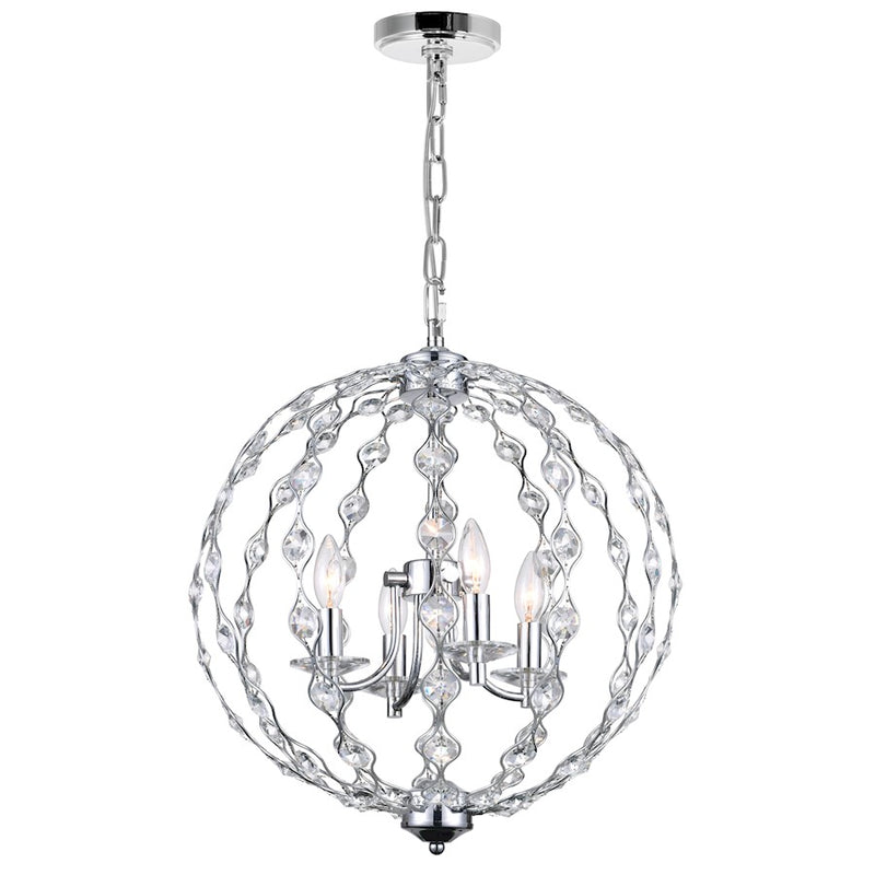 CWI Lighting Esia 4 Light Chandelier, Chrome