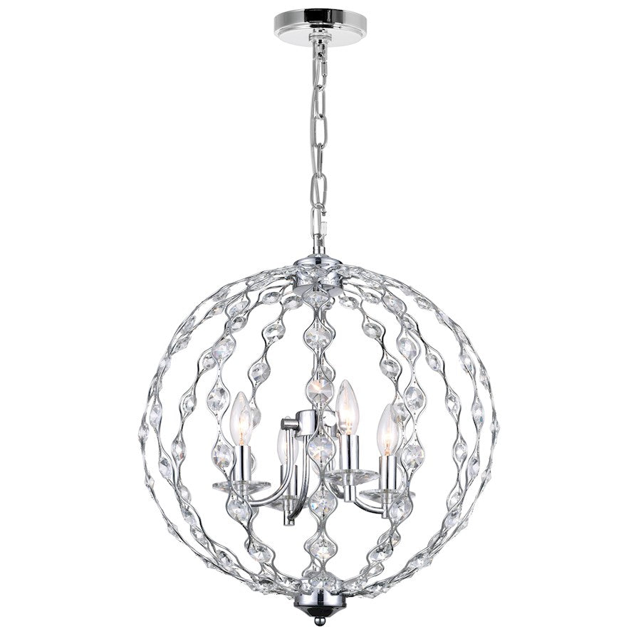 CWI Lighting Esia 4 Light Chandelier, Chrome - 9970P19-4-601