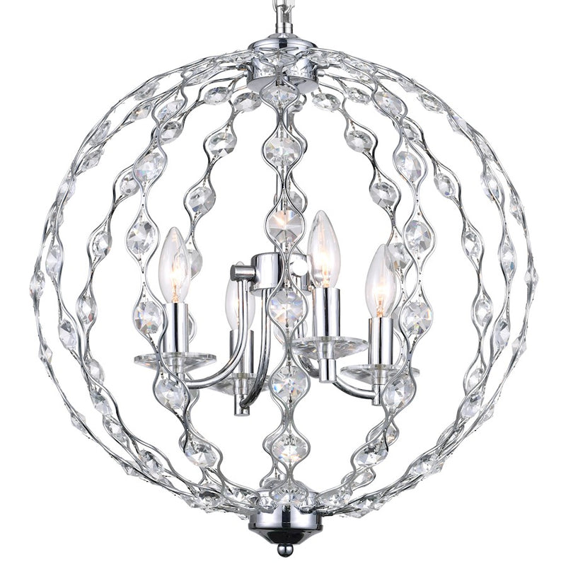 CWI Lighting Esia 4 Light Chandelier, Chrome