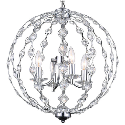 CWI Lighting Esia 4 Light Chandelier, Chrome