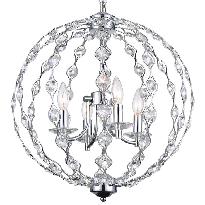 CWI Lighting Esia 4 Light Chandelier, Chrome