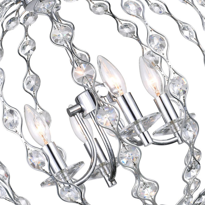 CWI Lighting Esia 4 Light Chandelier, Chrome