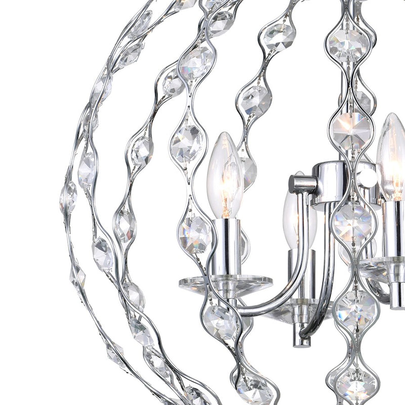 CWI Lighting Esia 4 Light Chandelier, Chrome