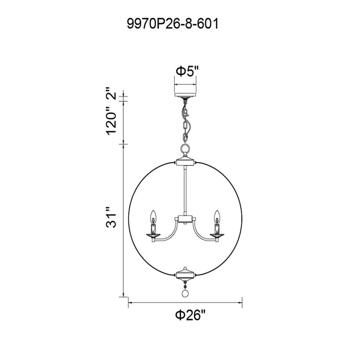 CWI Lighting Esia 8 Light Chandelier, Chrome