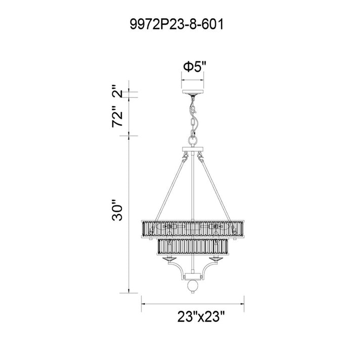 CWI Lighting Shalia 8 Light Chandelier, Chrome