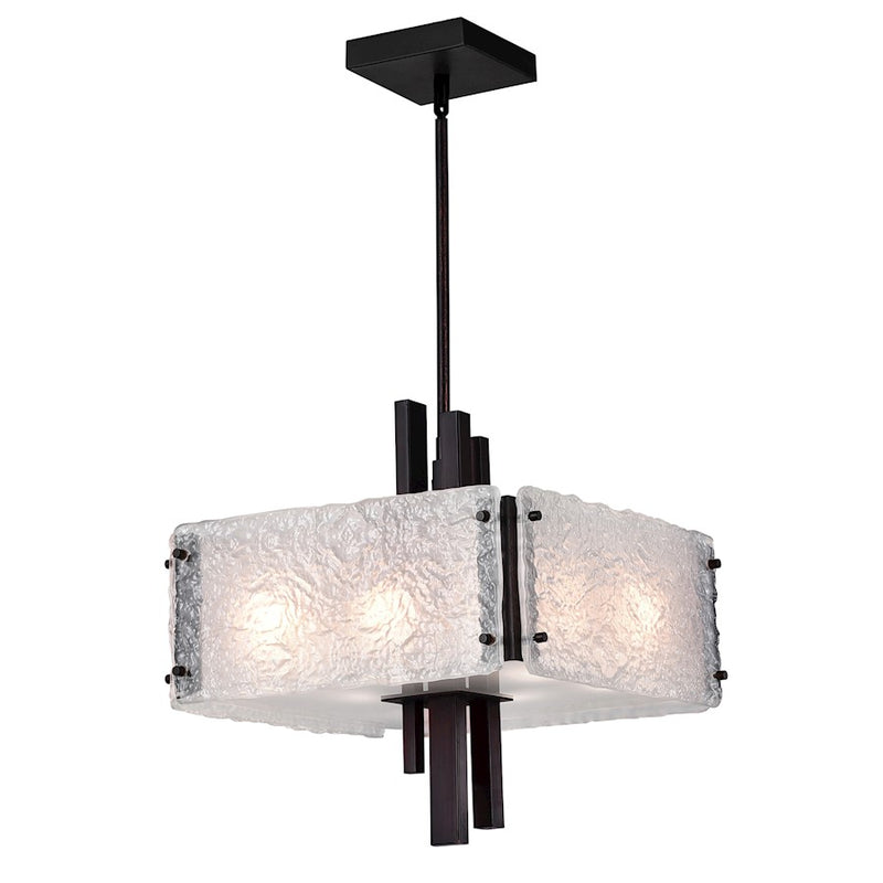 CWI Lighting Assunta 6 Light Drum Shade Pendant, Black/Frosted
