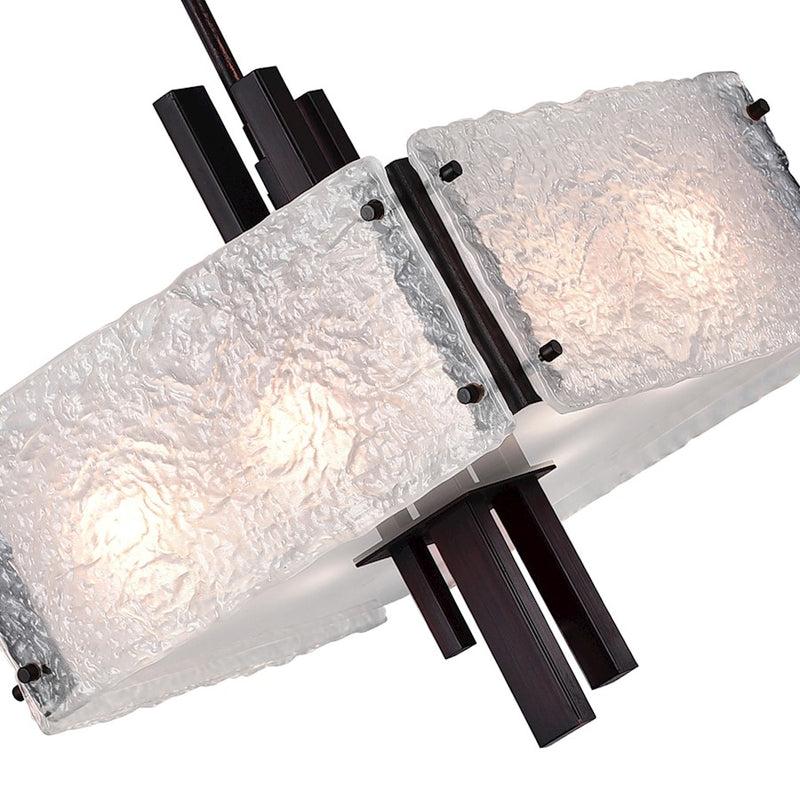 CWI Lighting Assunta 6 Light Drum Shade Pendant, Black/Frosted