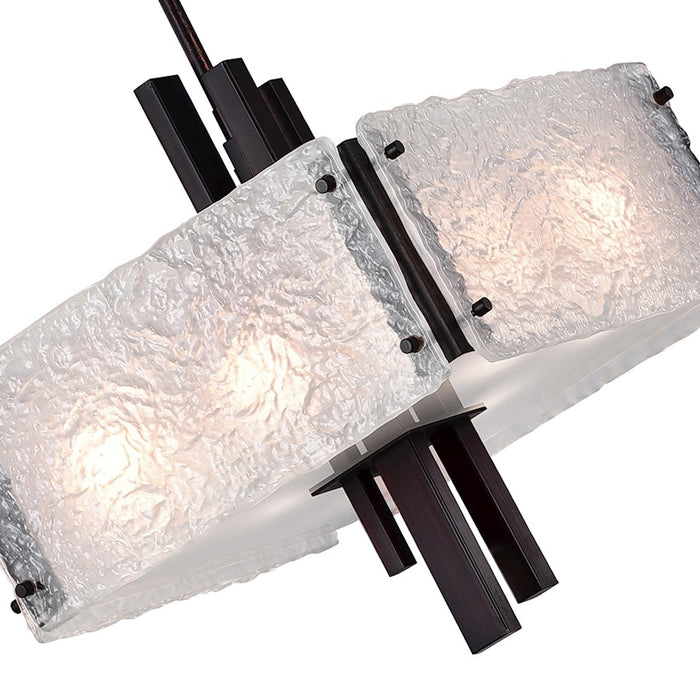 CWI Lighting Assunta 6 Light Drum Shade Pendant, Black/Frosted