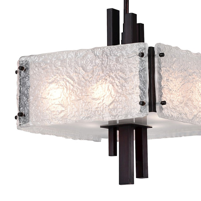 CWI Lighting Assunta 6 Light Drum Shade Pendant, Black/Frosted