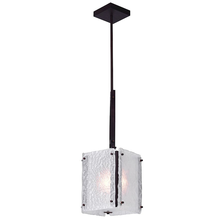 CWI Assunta 1 Light Drum Shade Mini Pendant, Black/Frosted - 9973P8-1-101