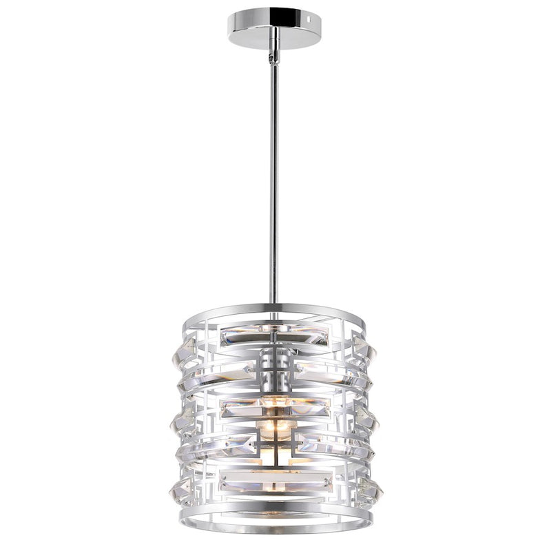 CWI Lighting Petia 1 Light Drum Shade Mini Chandelier, Chrome