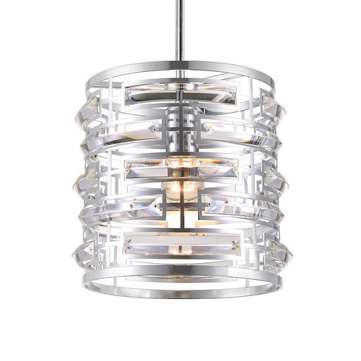 CWI Lighting Petia 1 Light Drum Shade Mini Chandelier, Chrome