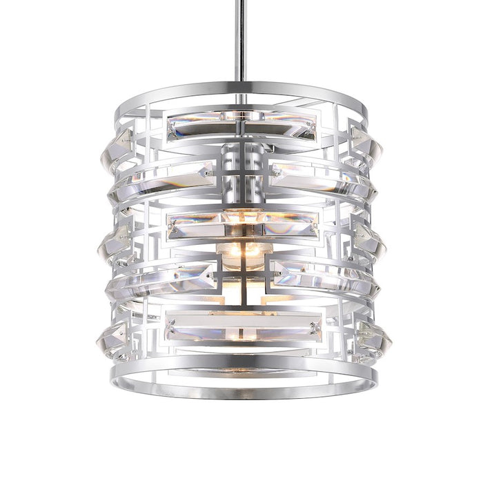 CWI Lighting Petia 1 Light Drum Shade Mini Chandelier, Chrome