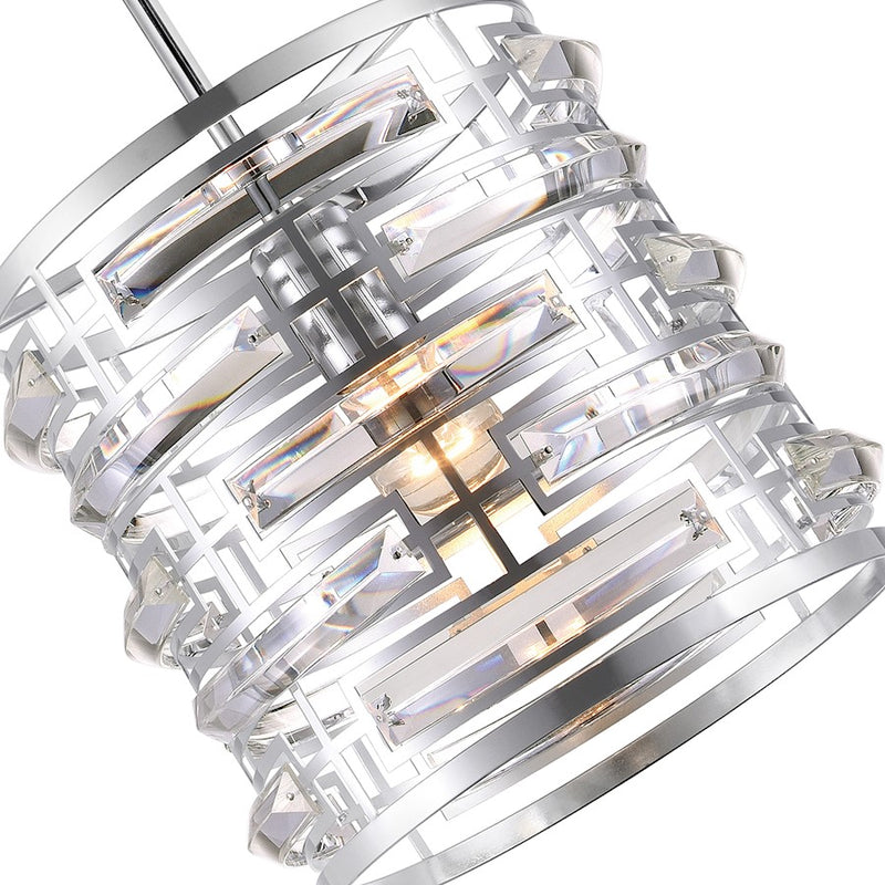 CWI Lighting Petia 1 Light Drum Shade Mini Chandelier, Chrome