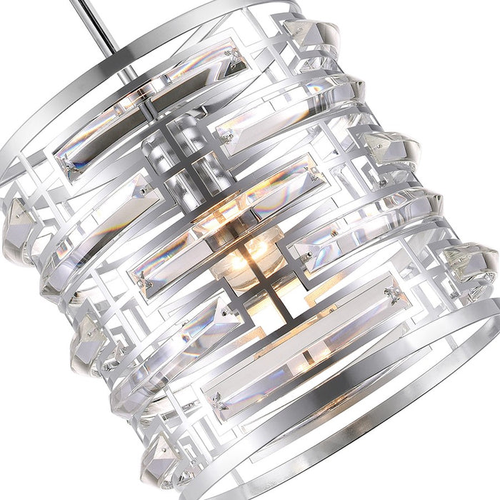 CWI Lighting Petia 1 Light Drum Shade Mini Chandelier, Chrome