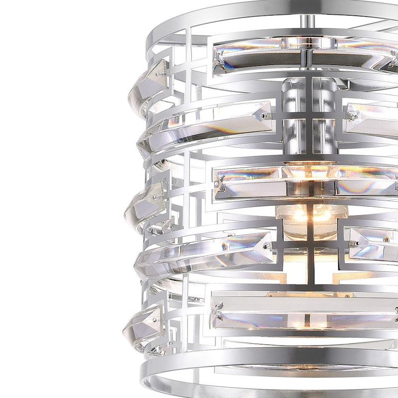 CWI Lighting Petia 1 Light Drum Shade Mini Chandelier, Chrome