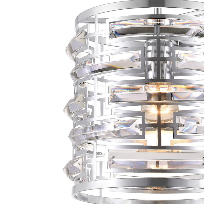 CWI Lighting Petia 1 Light Drum Shade Mini Chandelier, Chrome
