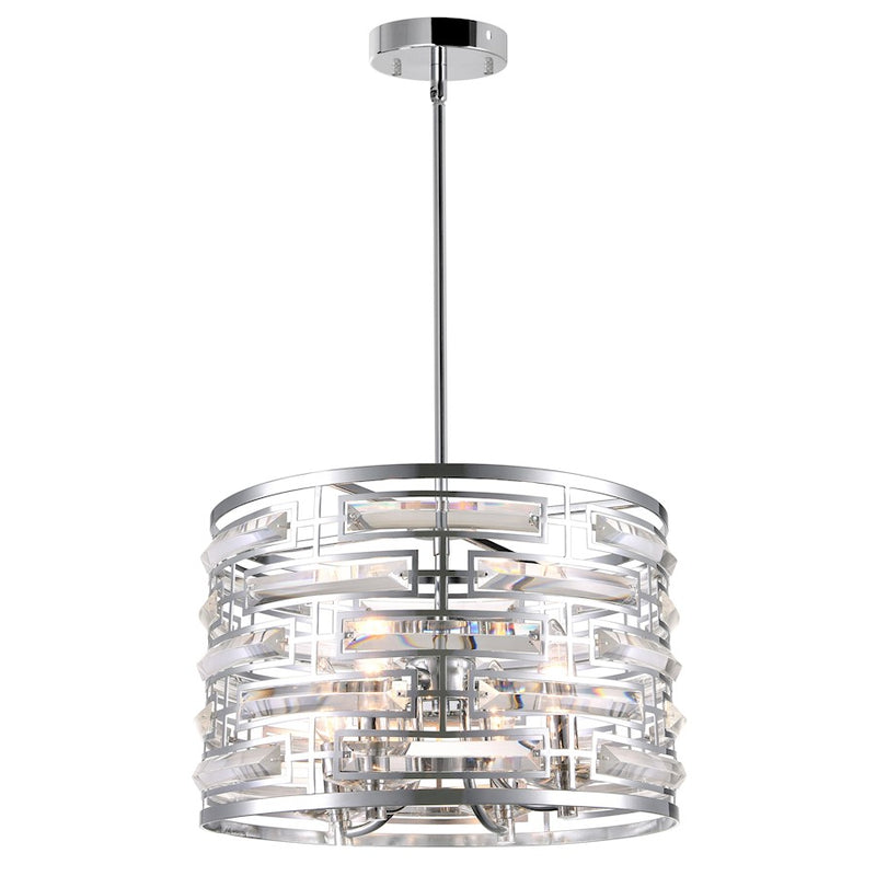 CWI Lighting Petia 4 Light Drum Shade Chandelier, Chrome