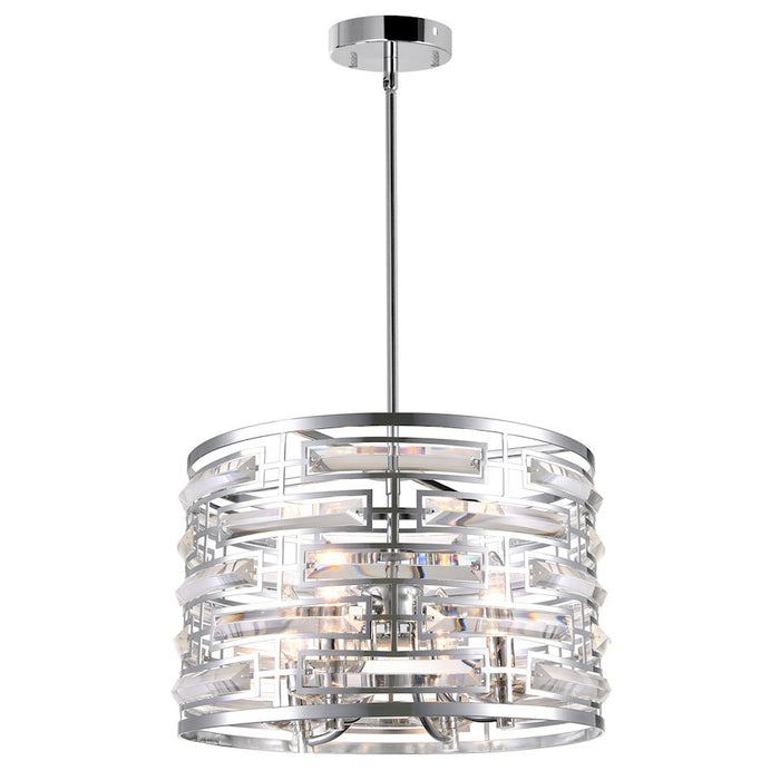 CWI Lighting Petia 4 Light Drum Shade Chandelier, Chrome - 9975P15-4-601