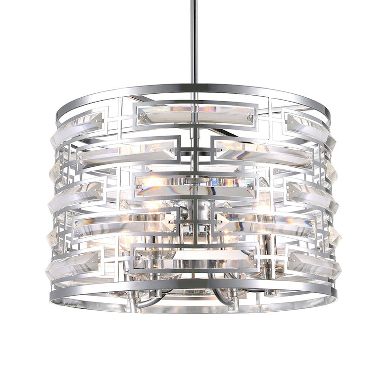 CWI Lighting Petia 4 Light Drum Shade Chandelier, Chrome