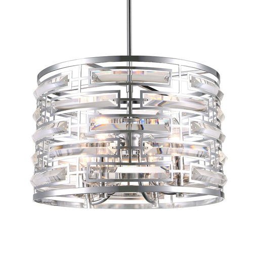 CWI Lighting Petia 4 Light Drum Shade Chandelier, Chrome
