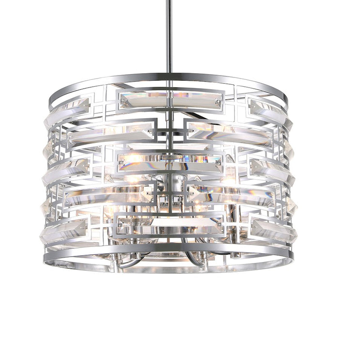CWI Lighting Petia 4 Light Drum Shade Chandelier, Chrome