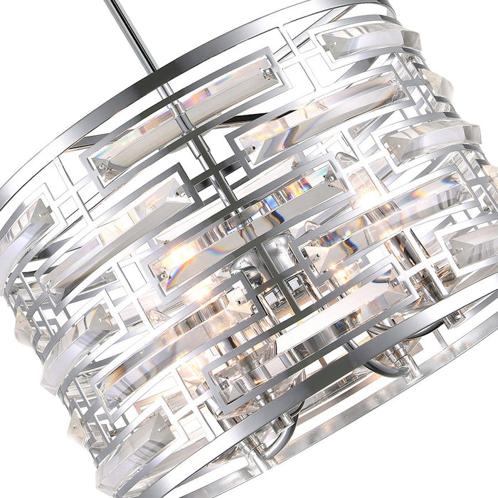 CWI Lighting Petia 4 Light Drum Shade Chandelier, Chrome