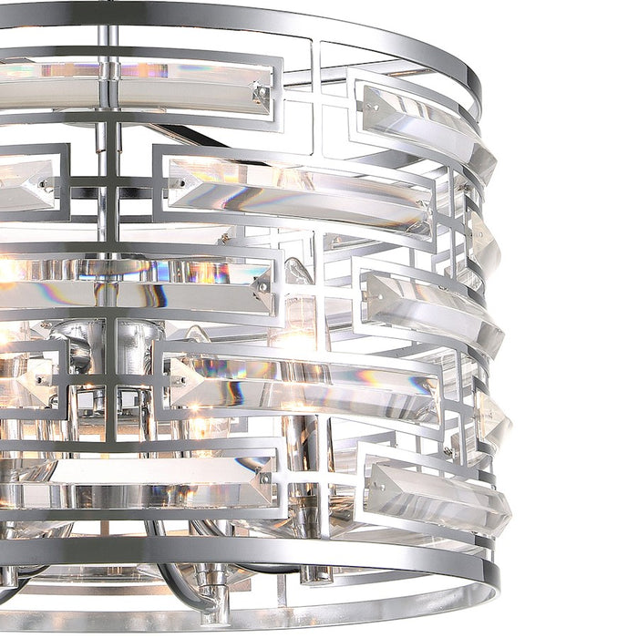 CWI Lighting Petia 4 Light Drum Shade Chandelier, Chrome