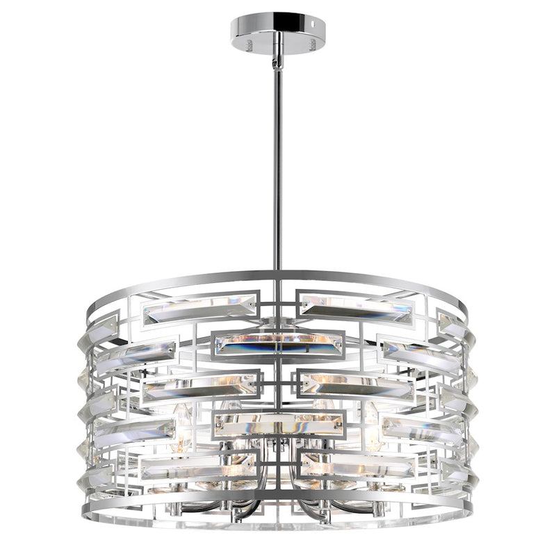 CWI Lighting Petia 6 Light Drum Shade Chandelier, Chrome