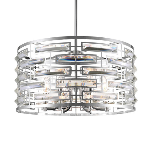 CWI Lighting Petia 6 Light Drum Shade Chandelier, Chrome