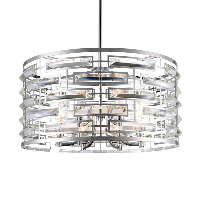 CWI Lighting Petia 6 Light Drum Shade Chandelier, Chrome