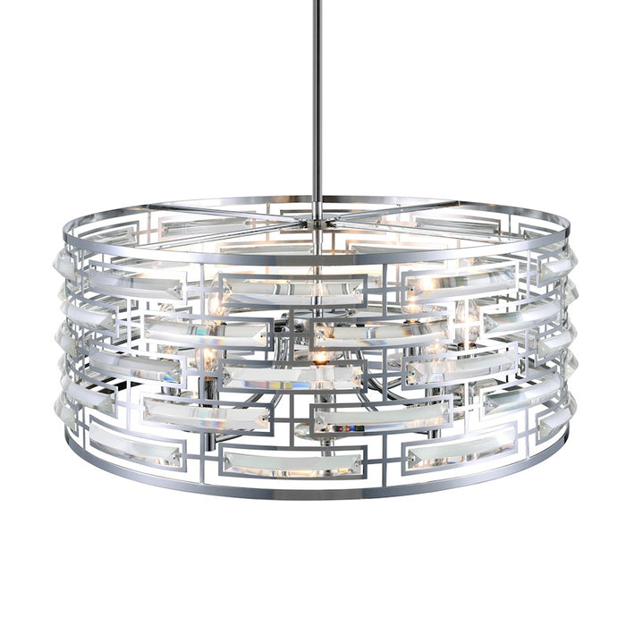 CWI Lighting Petia 6 Light Drum Shade Chandelier, Chrome