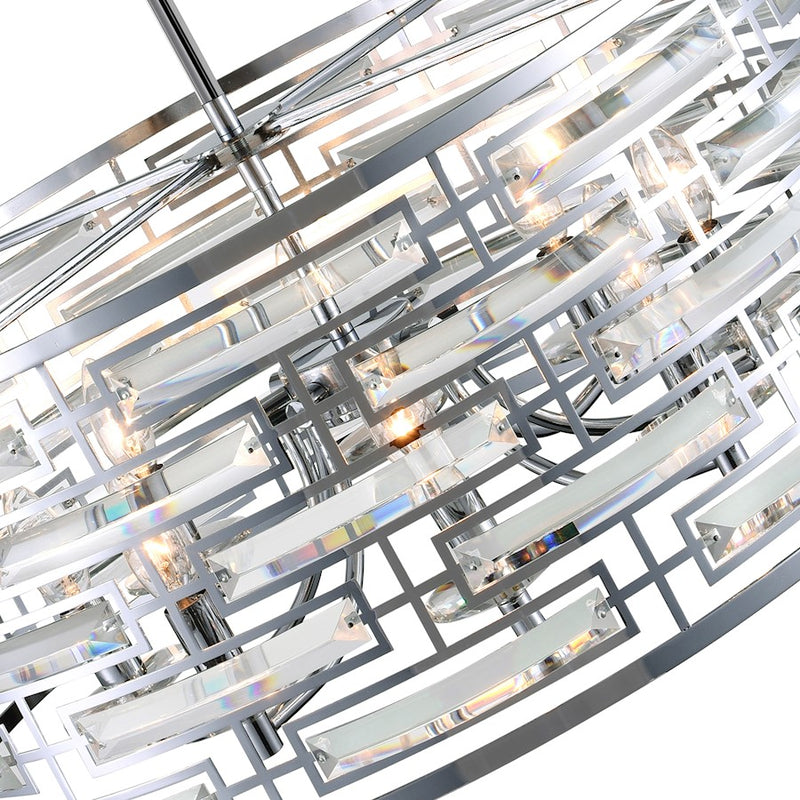 CWI Lighting Petia 6 Light Drum Shade Chandelier, Chrome