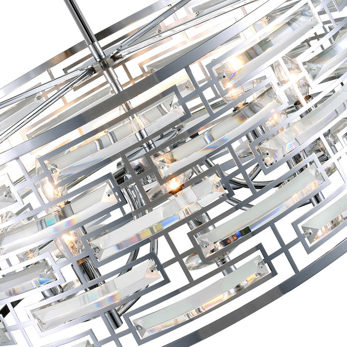 CWI Lighting Petia 6 Light Drum Shade Chandelier, Chrome