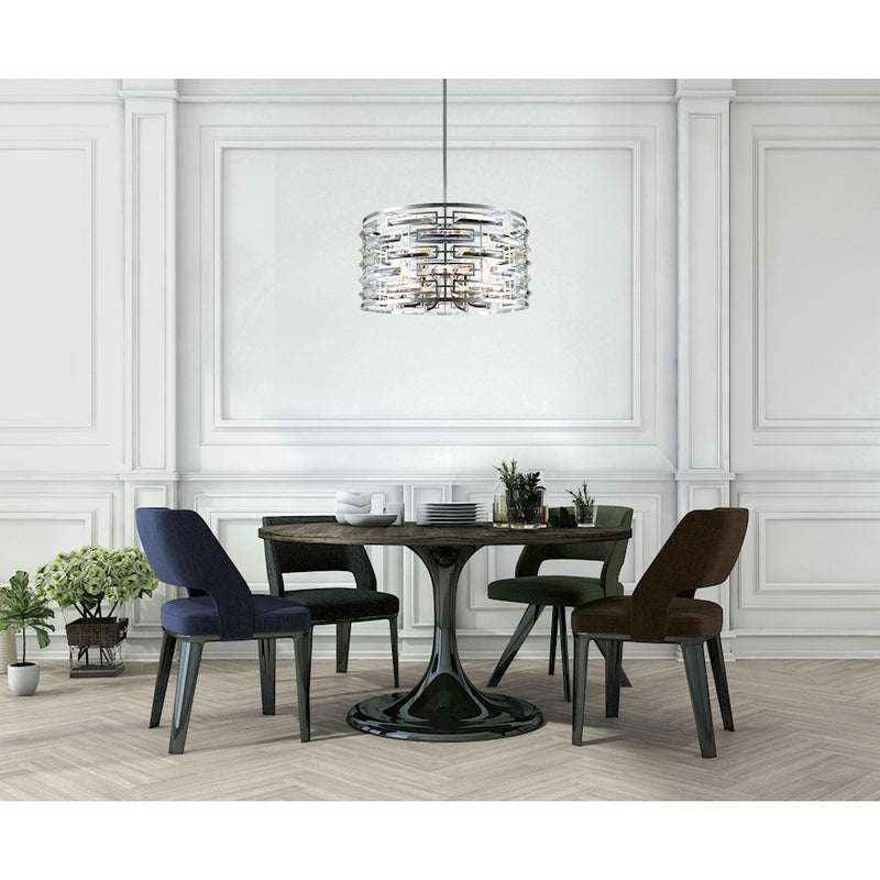 CWI Lighting Petia 6 Light Drum Shade Chandelier, Chrome