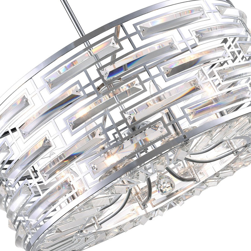 CWI Lighting Petia 8 Light Drum Shade Chandelier, Chrome