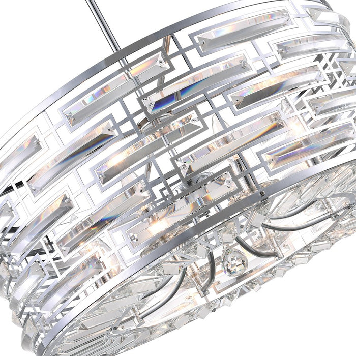 CWI Lighting Petia 8 Light Drum Shade Chandelier, Chrome