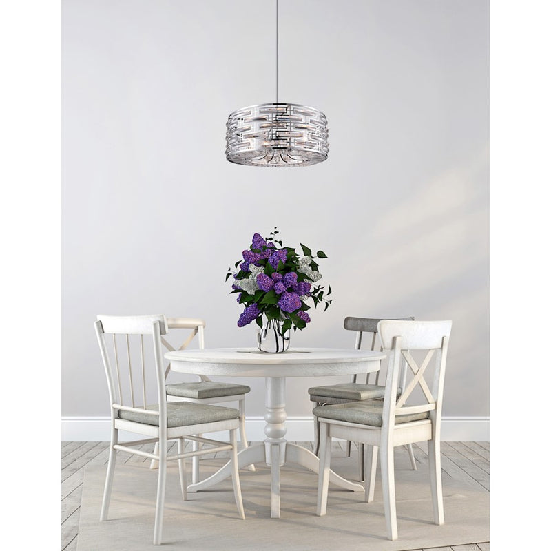 CWI Lighting Petia 8 Light Drum Shade Chandelier, Chrome