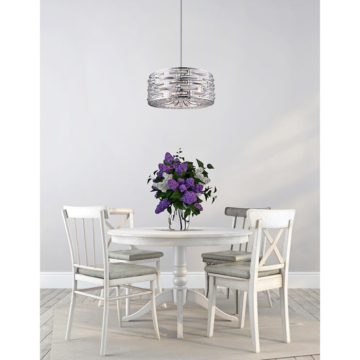 CWI Lighting Petia 8 Light Drum Shade Chandelier, Chrome
