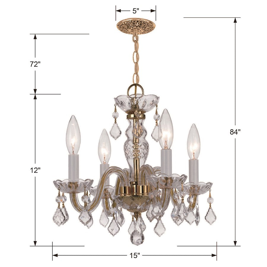 Crystorama Traditional Crystal Mini Chandelier, Brass