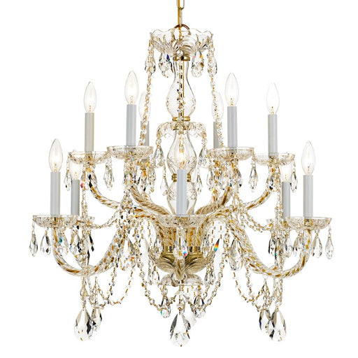 Crystorama Traditional Crystal 12 Light Chandelier, Brass/Clear